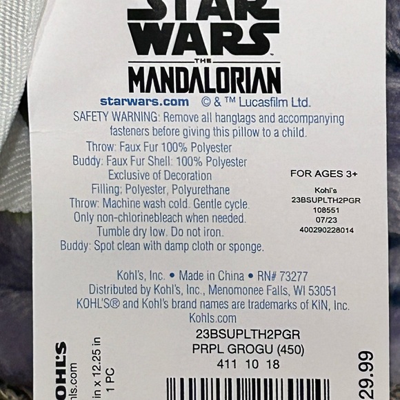 Star Wars Baby Yoda Plush NWT with Soft Purple  Blanket NEW - Picture 6 of 11